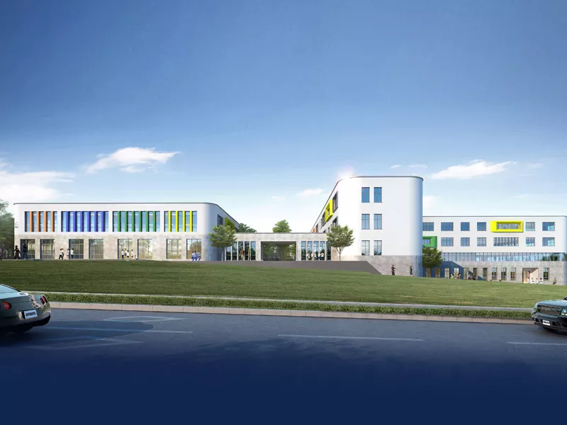 Budova školy prefabrikovaných oceľových konštrukcií