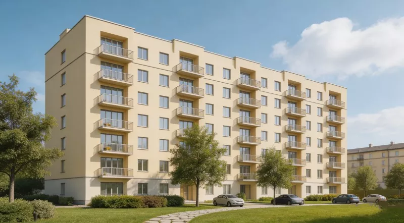 Učiteľský bytový dom oceľovej konštrukcie